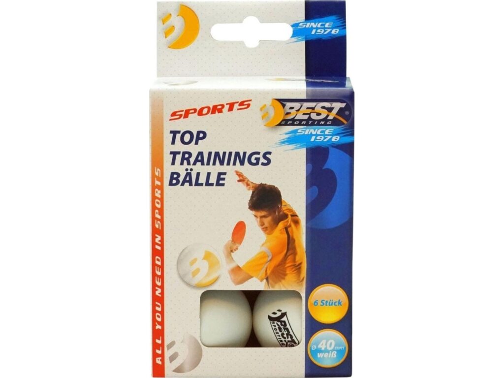 Best Sporting 6 vita bordtennisbollar 40mm diameter klass 1 BEST Sporting 23110