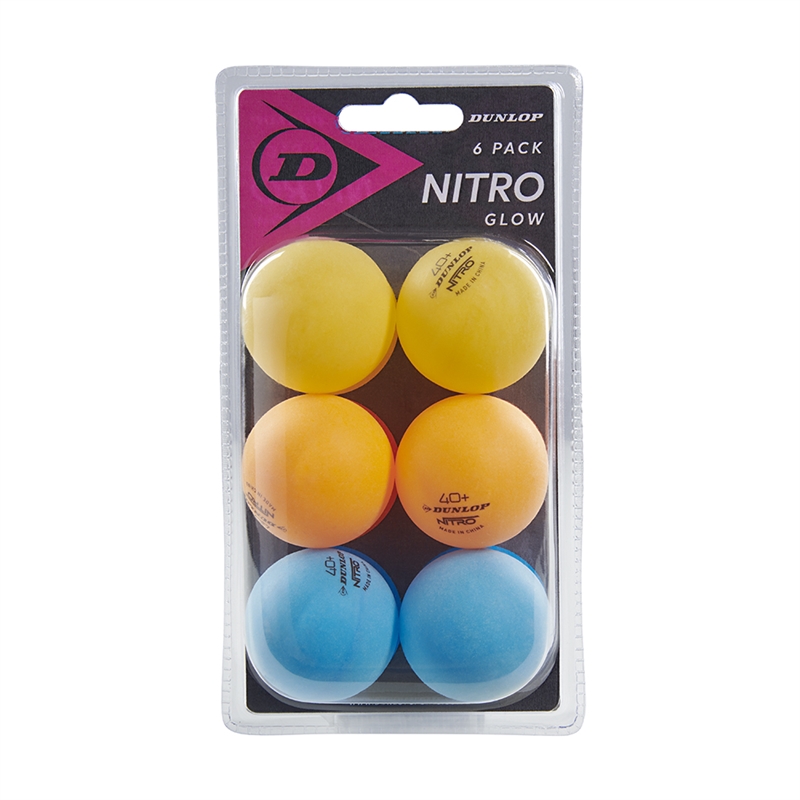 Dunlop 40 + Nitro Glow Bordtennisbollar / Pingisbollar (6-pack)